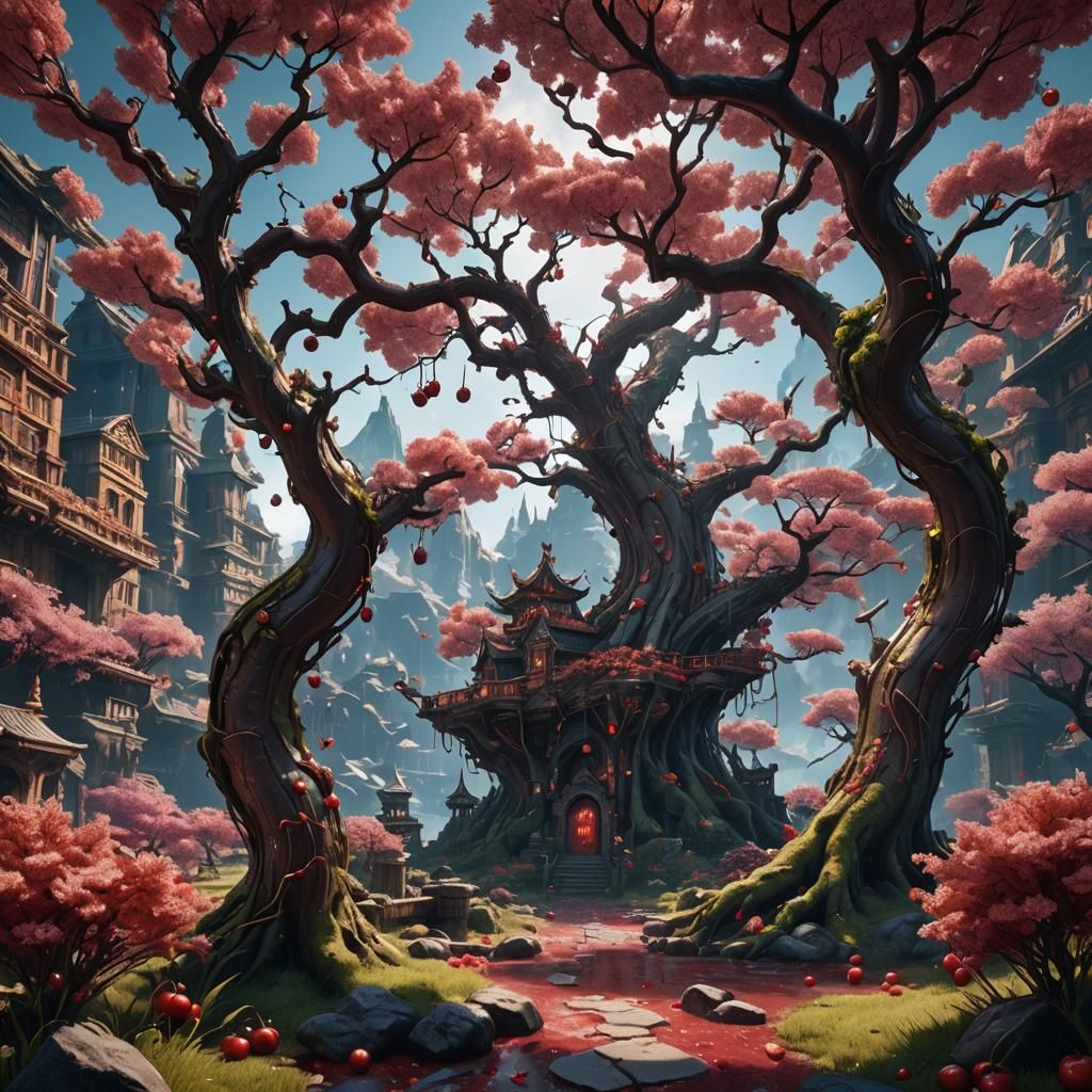 Fantastical Cherry World Concept Art