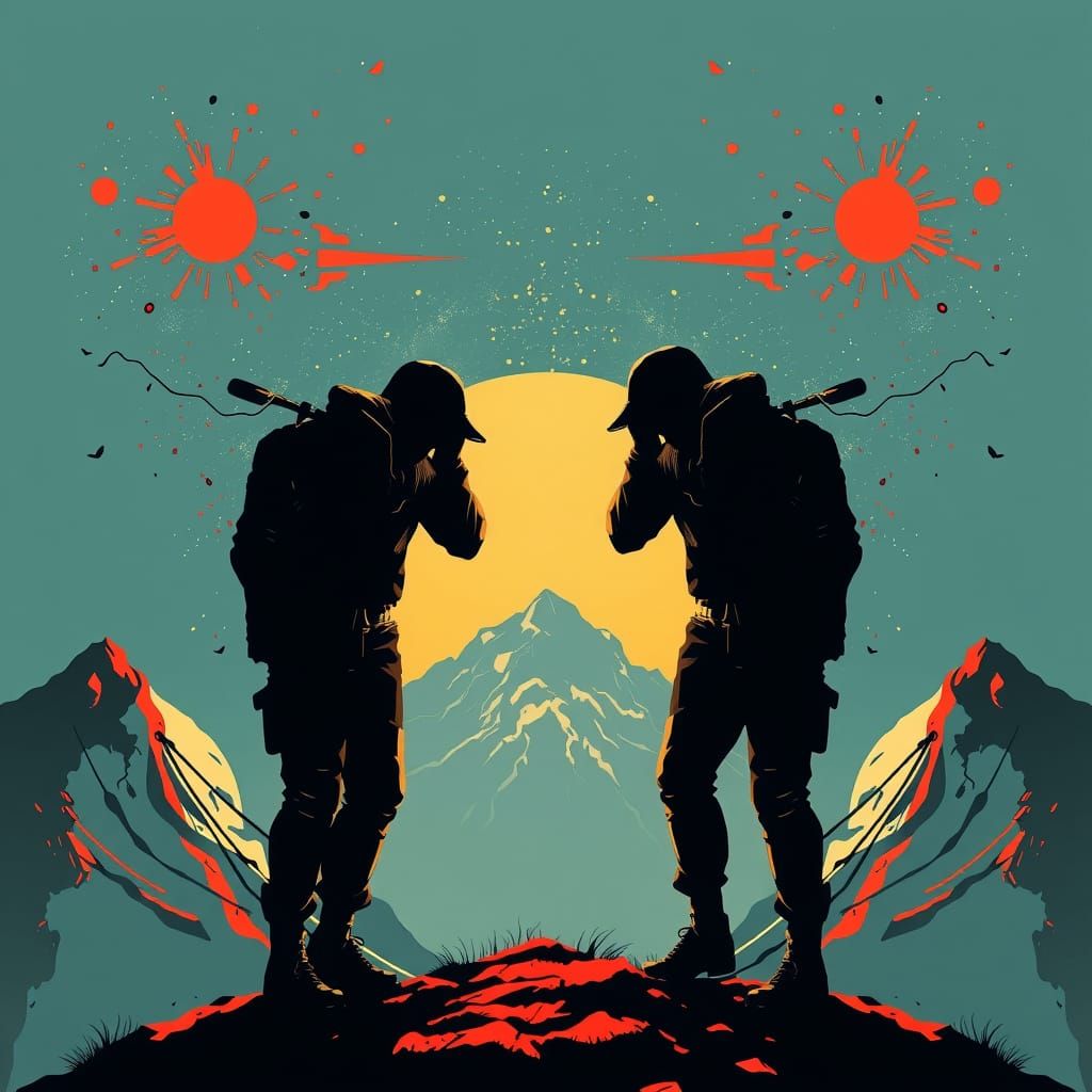 Ascent to the Railings: A Pop Art Screen Print