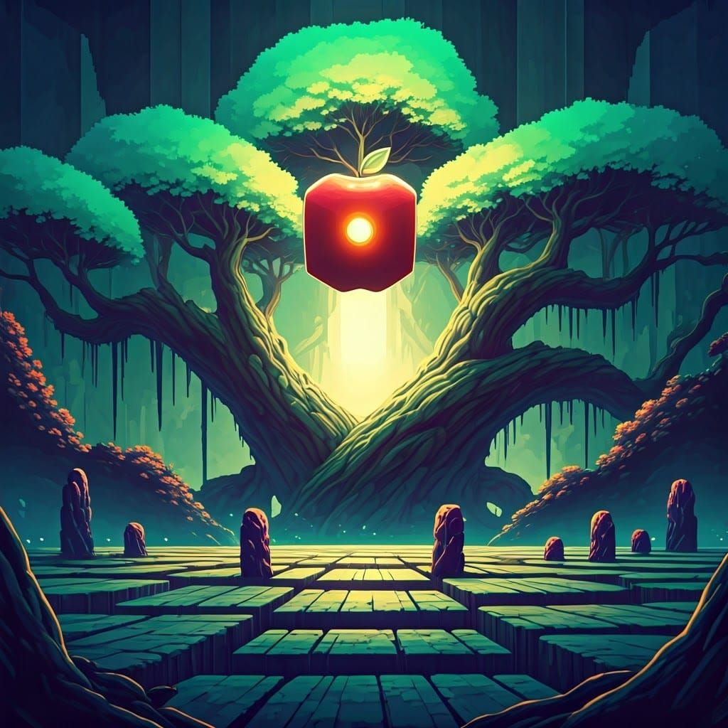 Gigantic Tree of Dreams in Vibrant, Electric Hues