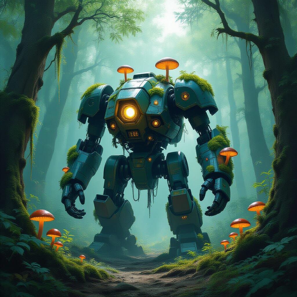Moss Covered Mech Warrior in Forgotten Forest