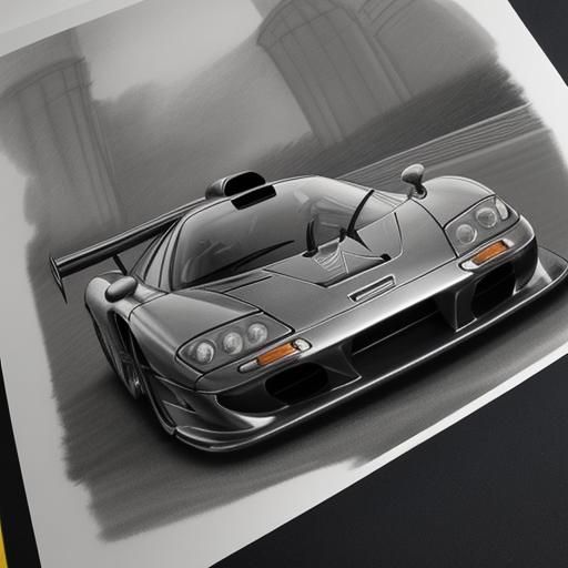 Hyperdetailed Charcoal Drawing of Mclaren F1-LM