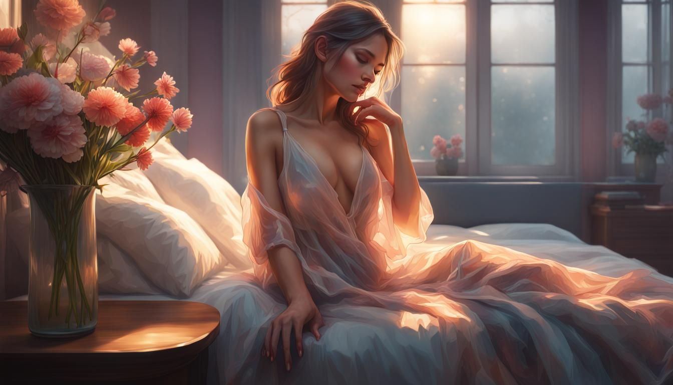 Romantic Morning Portrait in Hyperdetailed Style