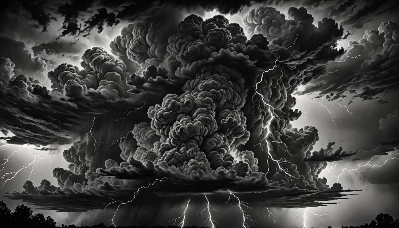 Dramatic Stormy Night Sky in Charcoal
