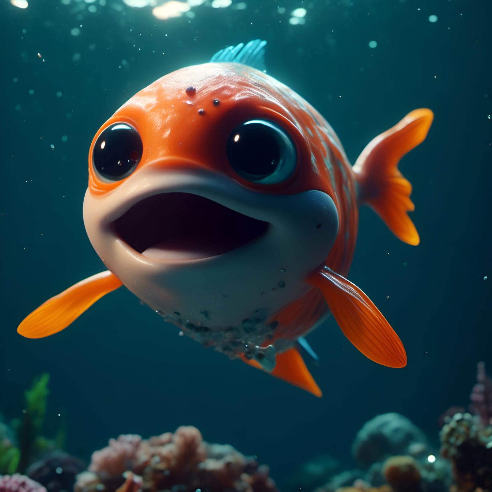 Surprised Adorable Fish in Ocean Close-up