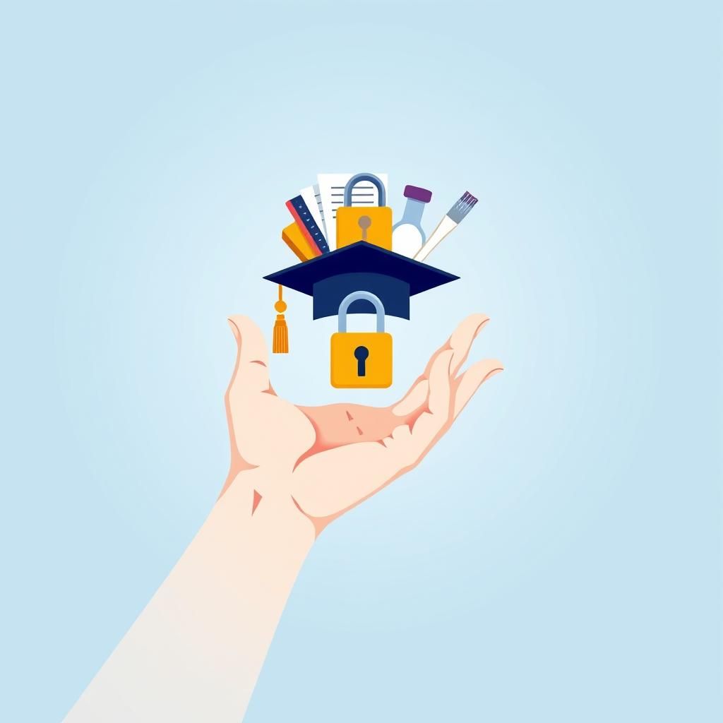 Minimalist Hand Logo with University Emblem in Digital Art