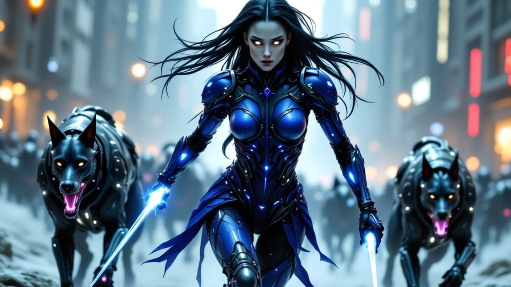 Hyperdetailed Cyberpunk Art of Mareva Georges in Sapphire Ar...