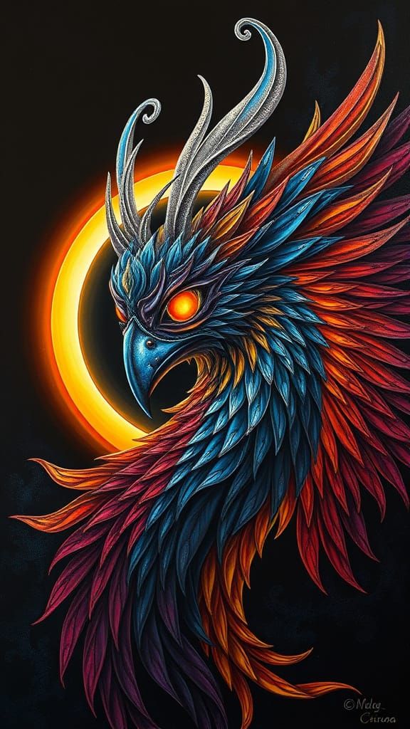 Phoenix wearing a Mask during a Solar Eclipse Moebius contra...
