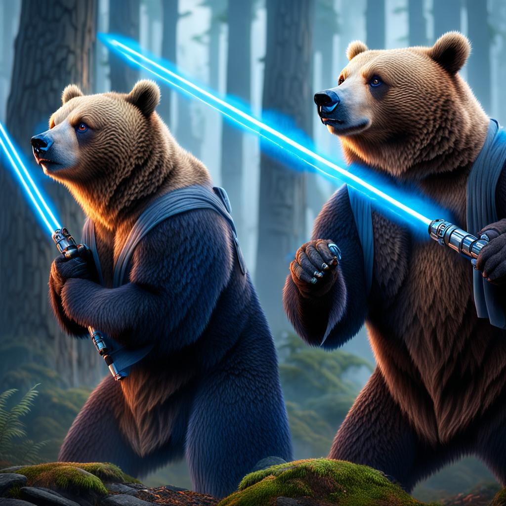 Bear Jedi Masters in Misty Forest