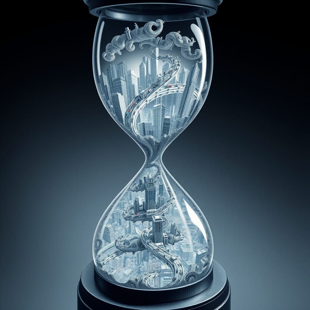 Cities Disappear into Fractals as Hourglass Runs