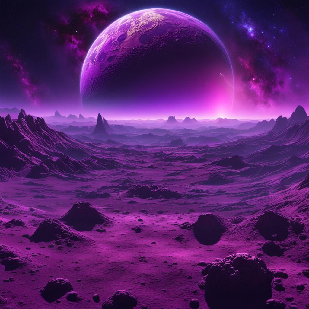 Earth Viewed from Purple Alien Planet in Digital Art