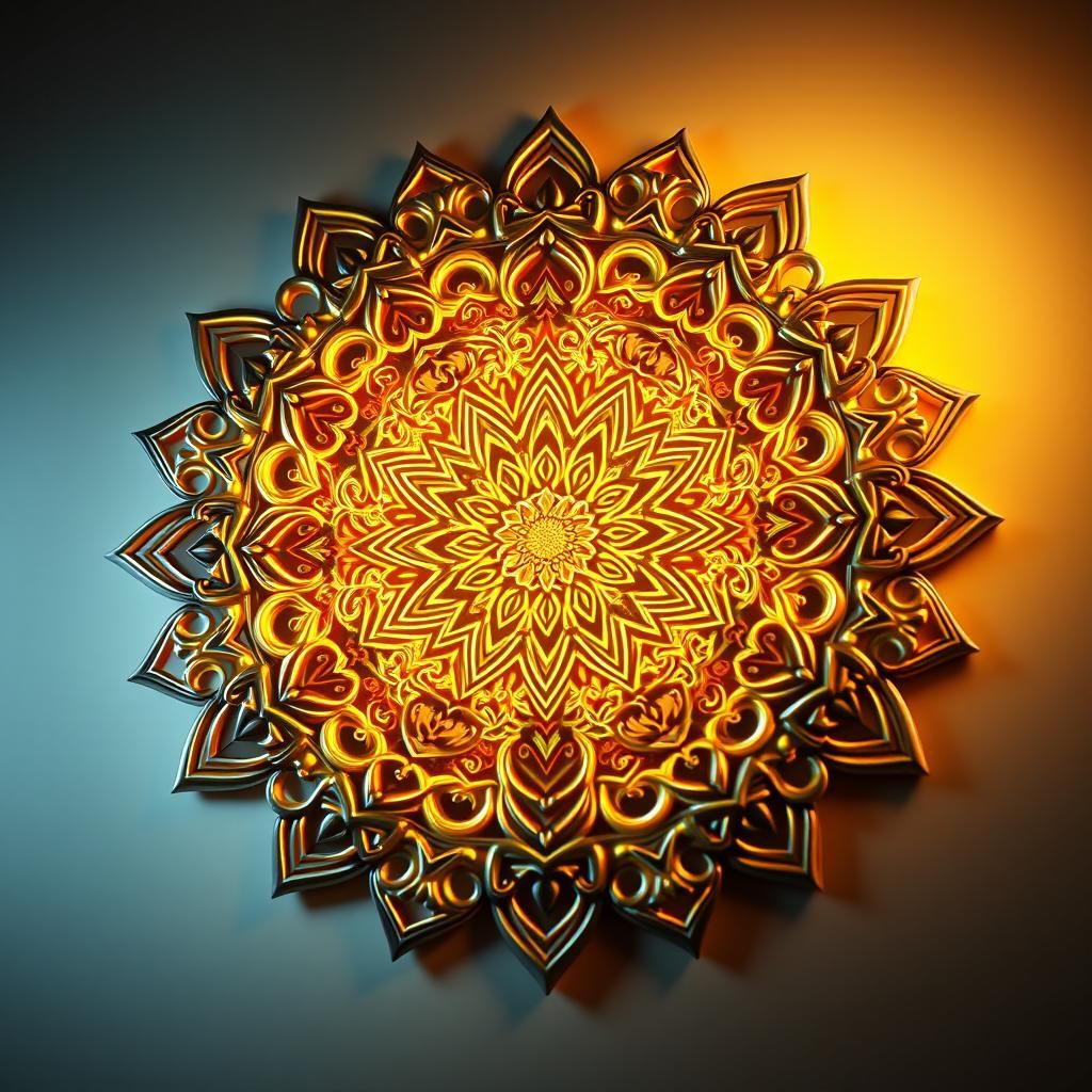 Golden Mandala with Intricate Geometric Patterns