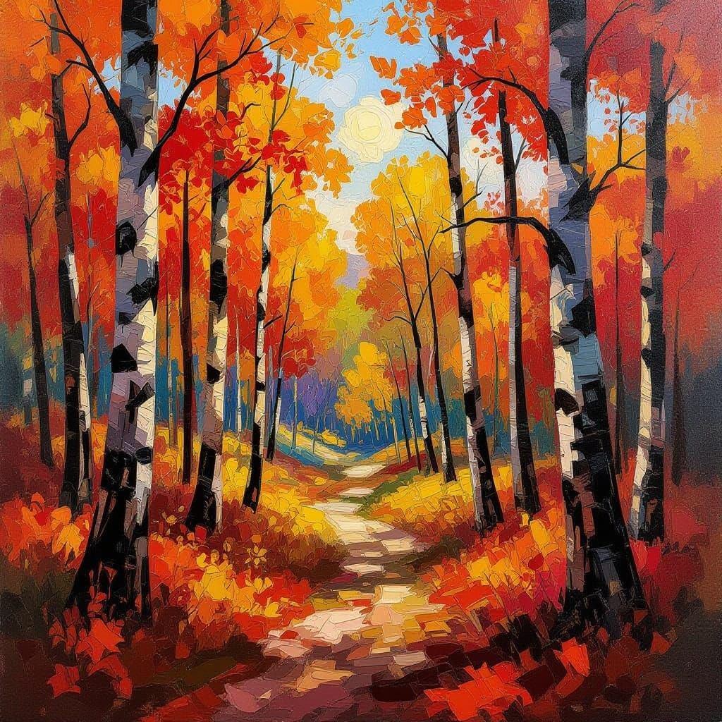 Fauvist Autumn Forest Still Life with Bold Colors