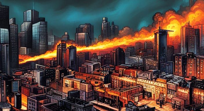 Moscow Drone Attacks: Comic Book Illustration