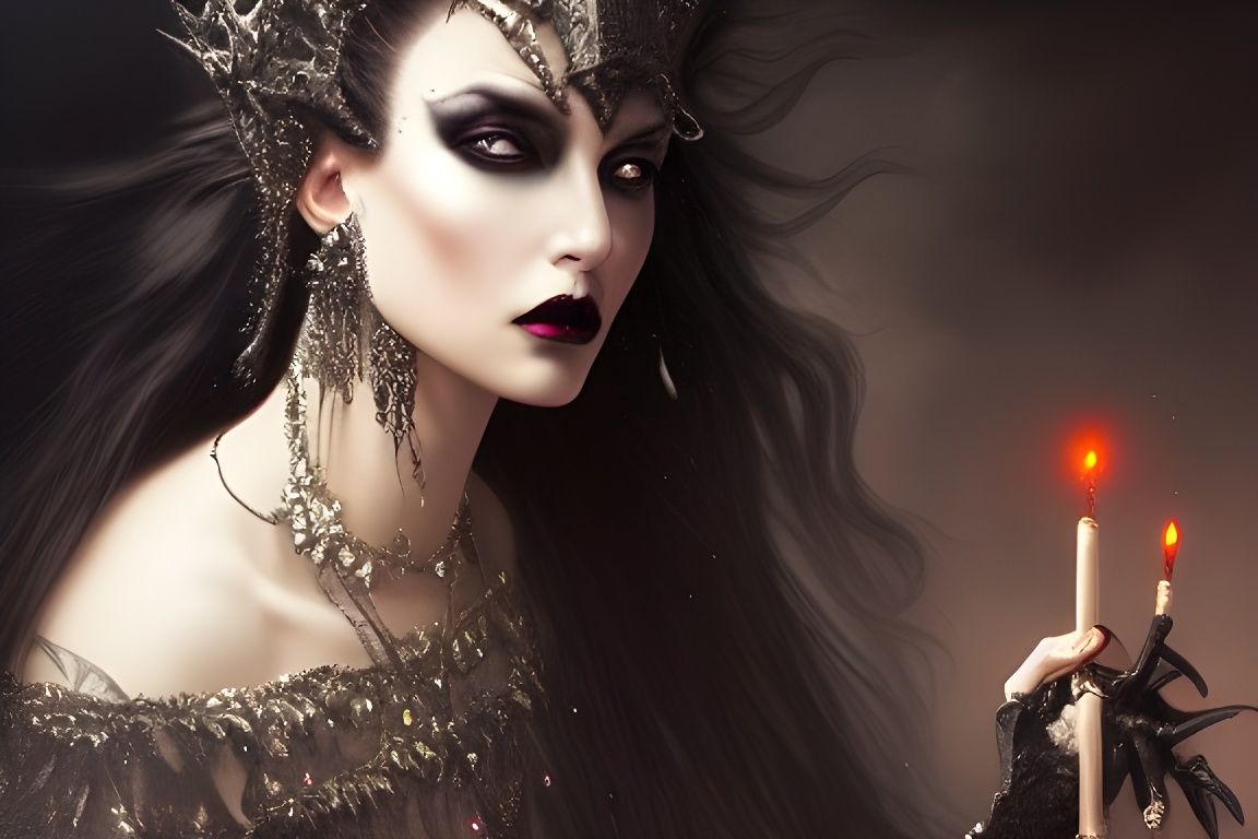 Gothic Queen Portrait with Crystals in Princesscore Style
