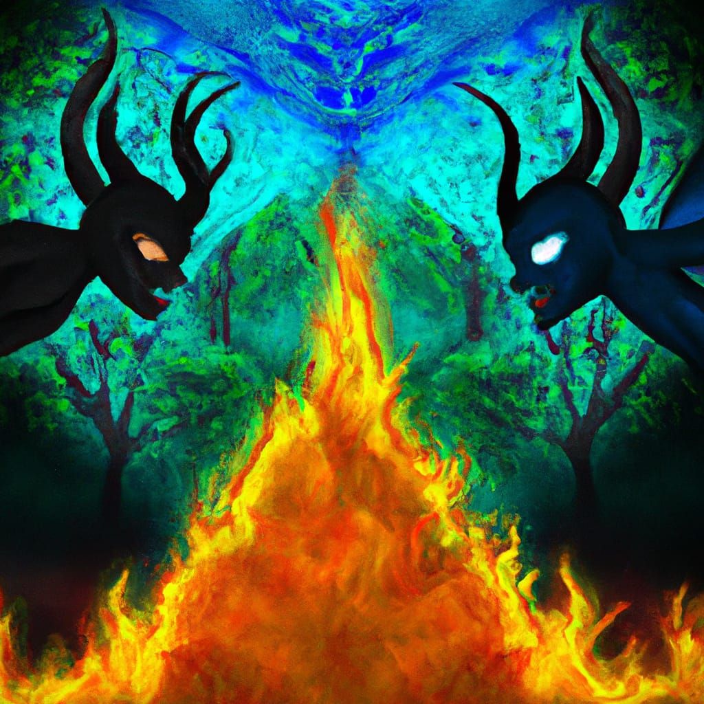 Devilman vs Satan: Epic Battle in a Burning Garden