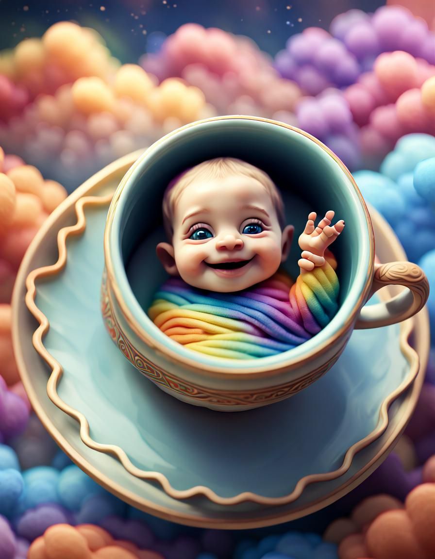 Baby Mummy in Teacup: Fantasy Concept Art