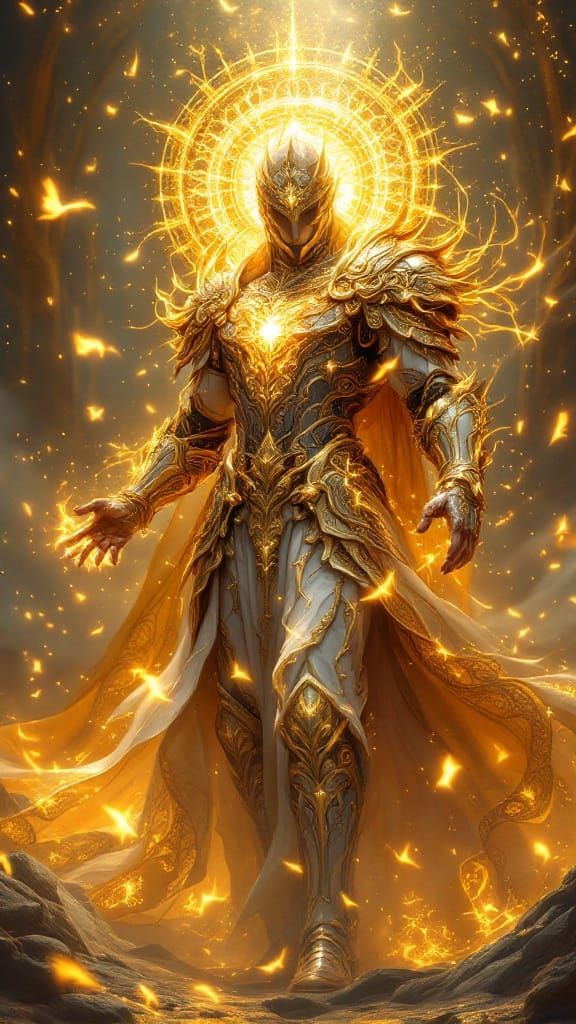 Divine Warrior in Rococo Armor, Golden Light
