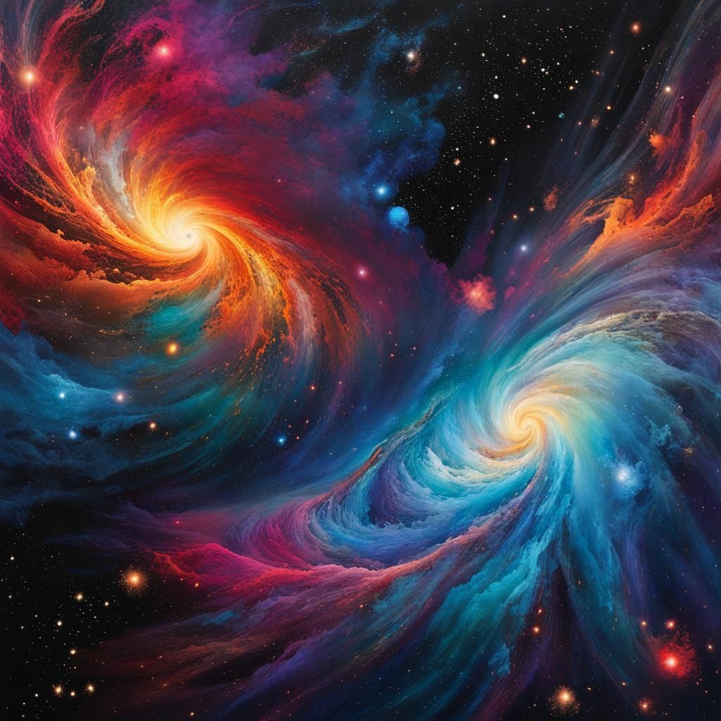 Abstract Galaxy Nebula Splatter Art Landscape