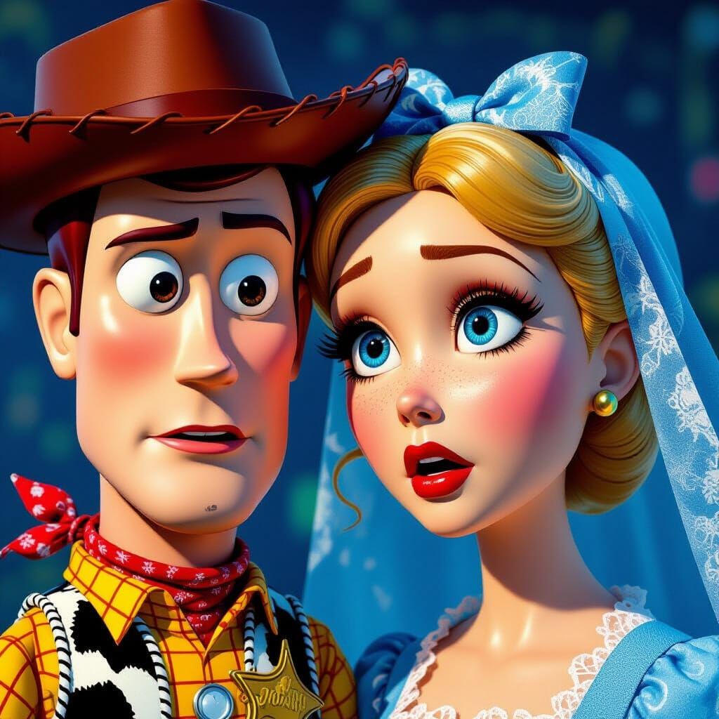 Woody and Bo Peep Horror Movie Faces Splash Art