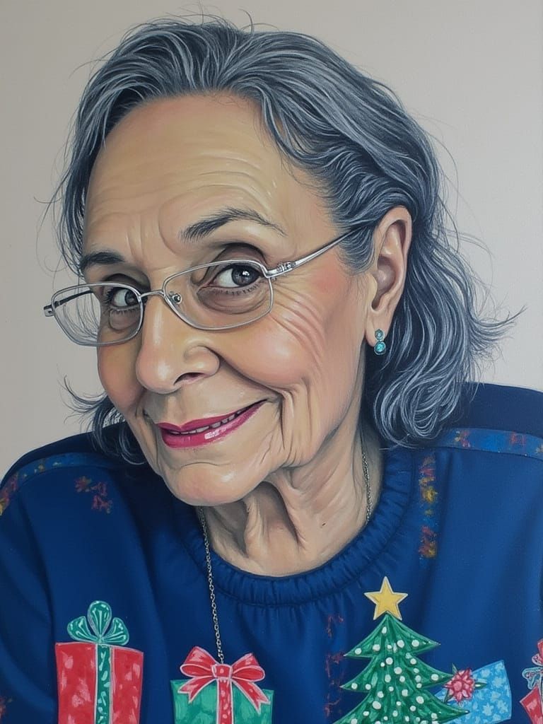 Warm Christmas Celebration by an Elderly Lady