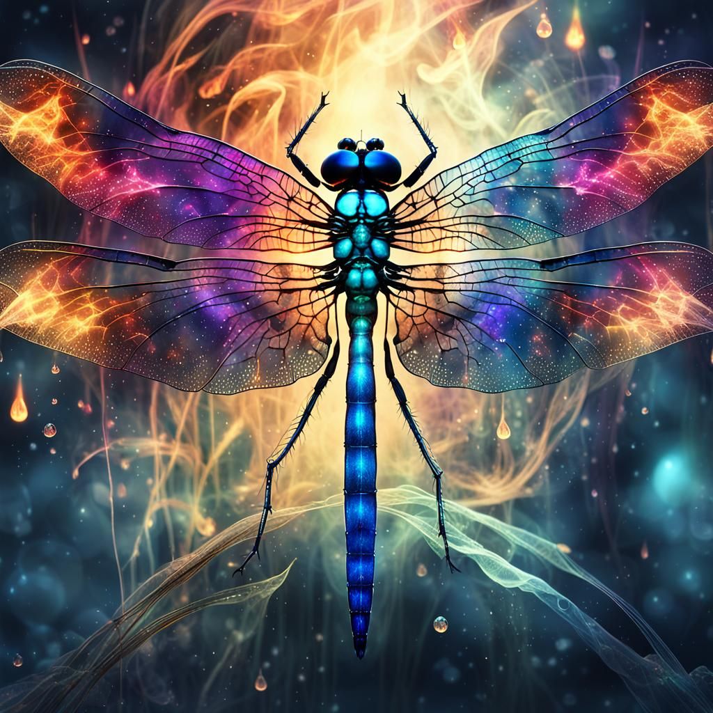 Glowing Dragonfly in Surreal Fantasy Style