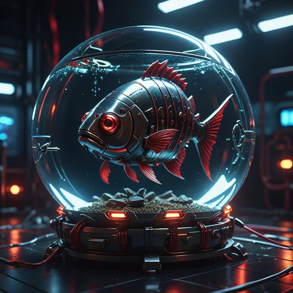 Futuristic Robotic Fish in Sci-Fi Setting