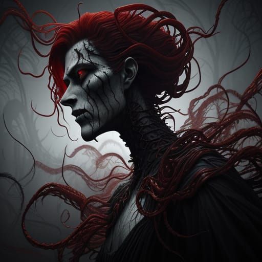 Ethereal Horror Unveiled in Crimson Tendrils