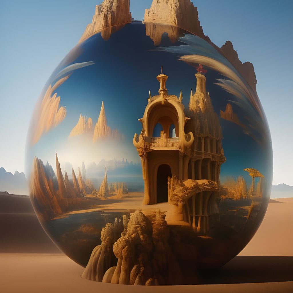 Mystical Desert Temple in Surrealist Style