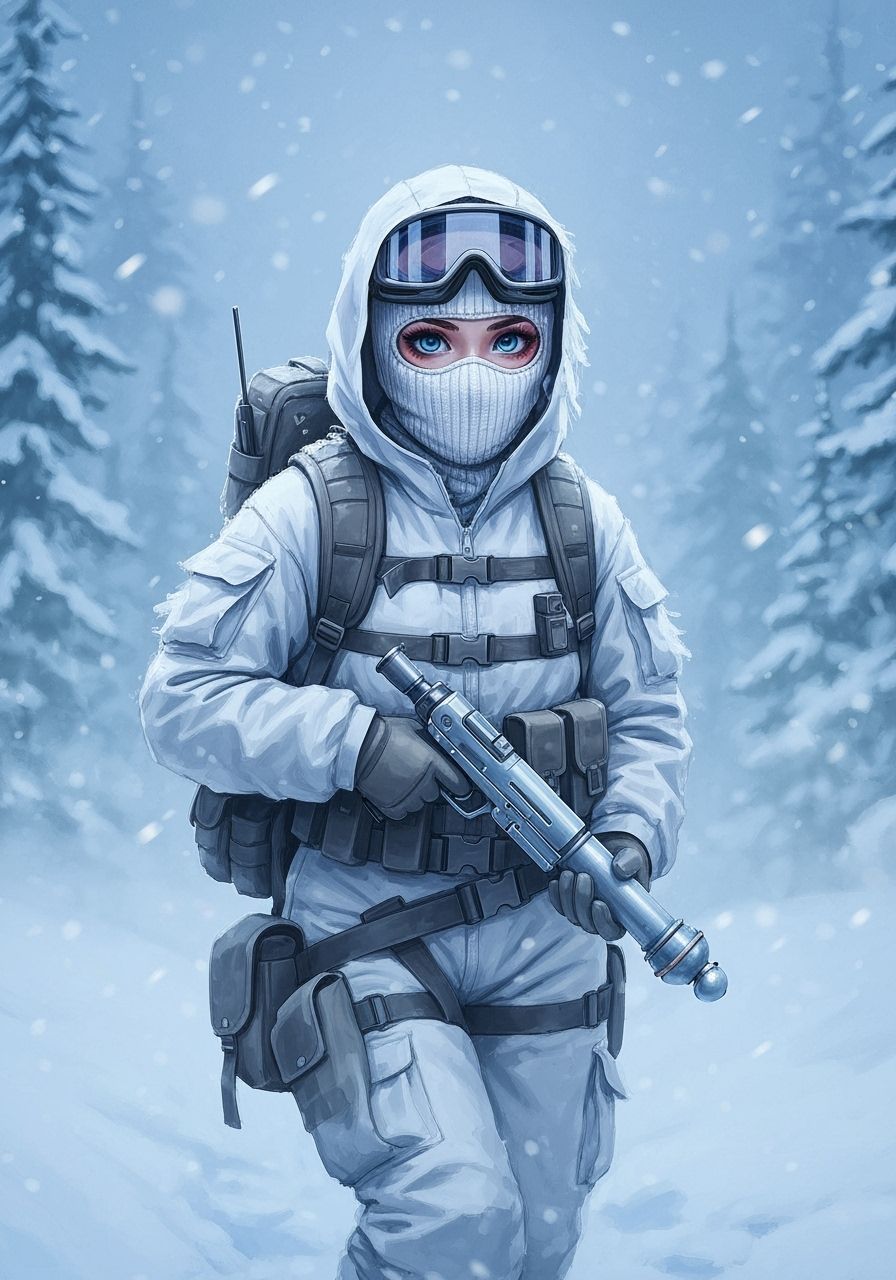 Waifu Soldier in Ghillie Suit, Art Nouveau Style