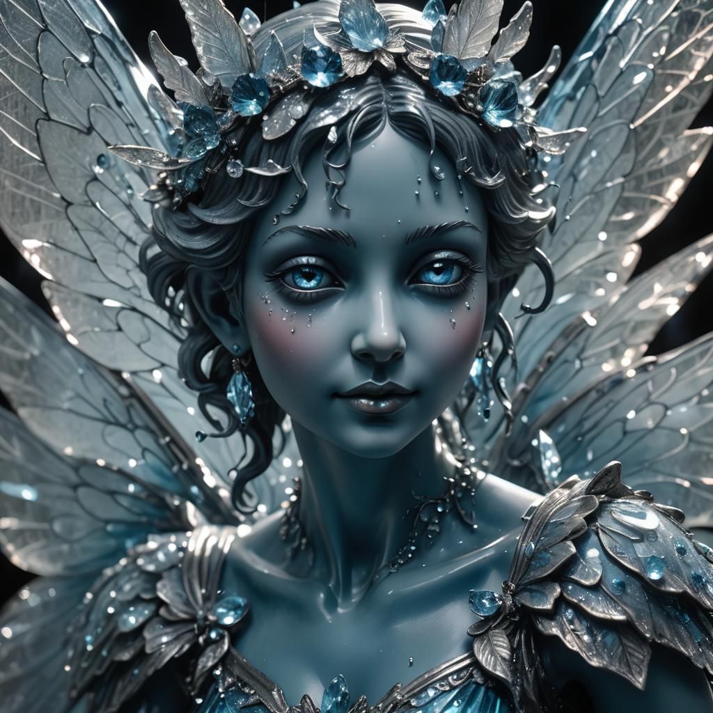 Crystal Fairy Statue in Dark Fantasy Style