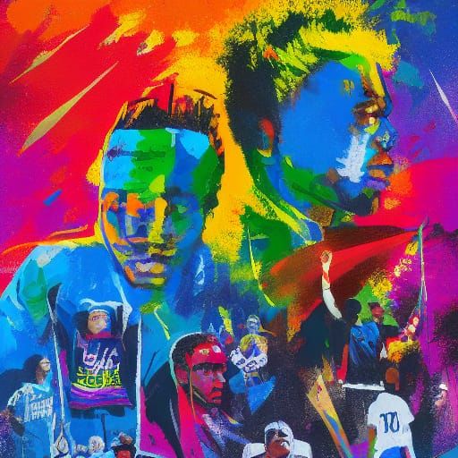 Youth Unity and Strength in Vibrant Digital Art