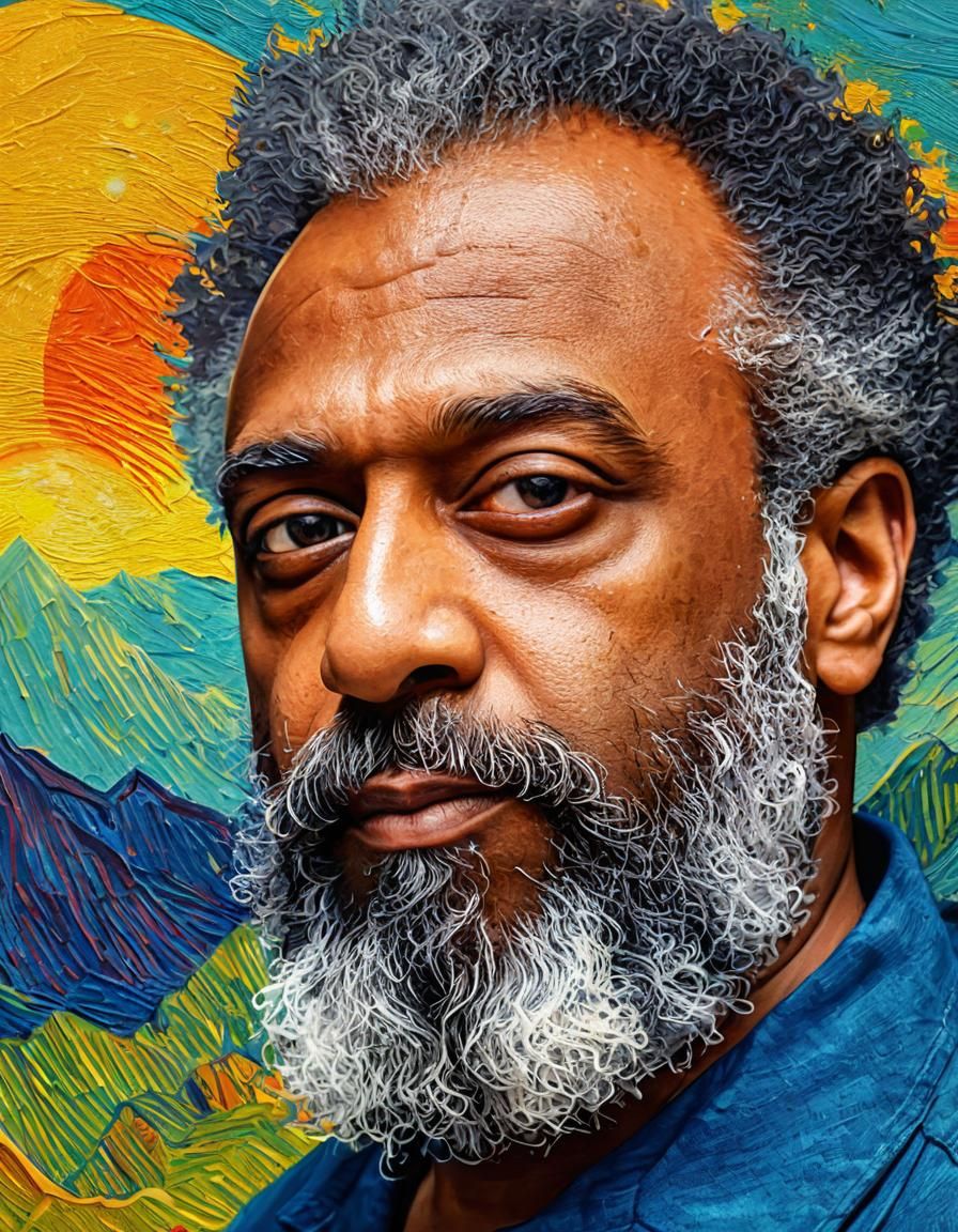 Melvin's Portrait in Van Gogh Style with Sunset