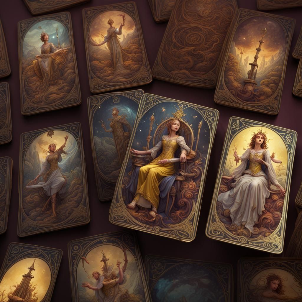 Fantastical Tarot Card Matte Painting in Deep Color