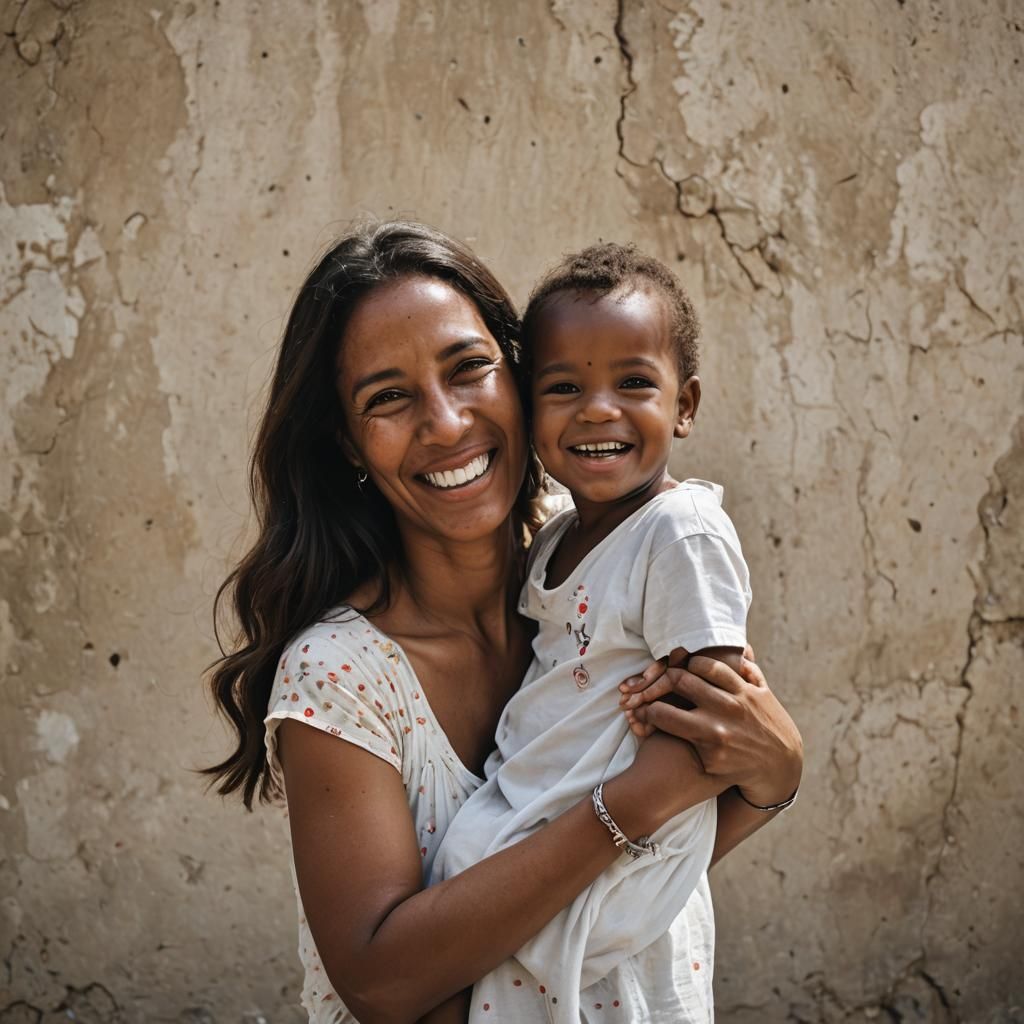 Smiling Mother and Child Portrait