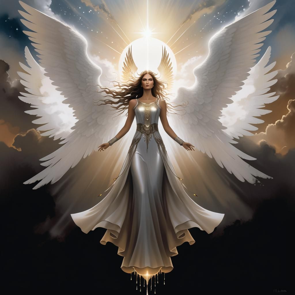 Angel Ascending to Heaven in Cel-Shaded Style
