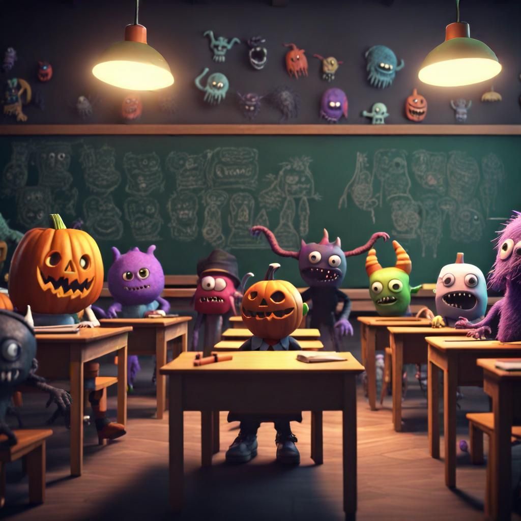 Monster Students Learn Human Scaring, 3D Game Art