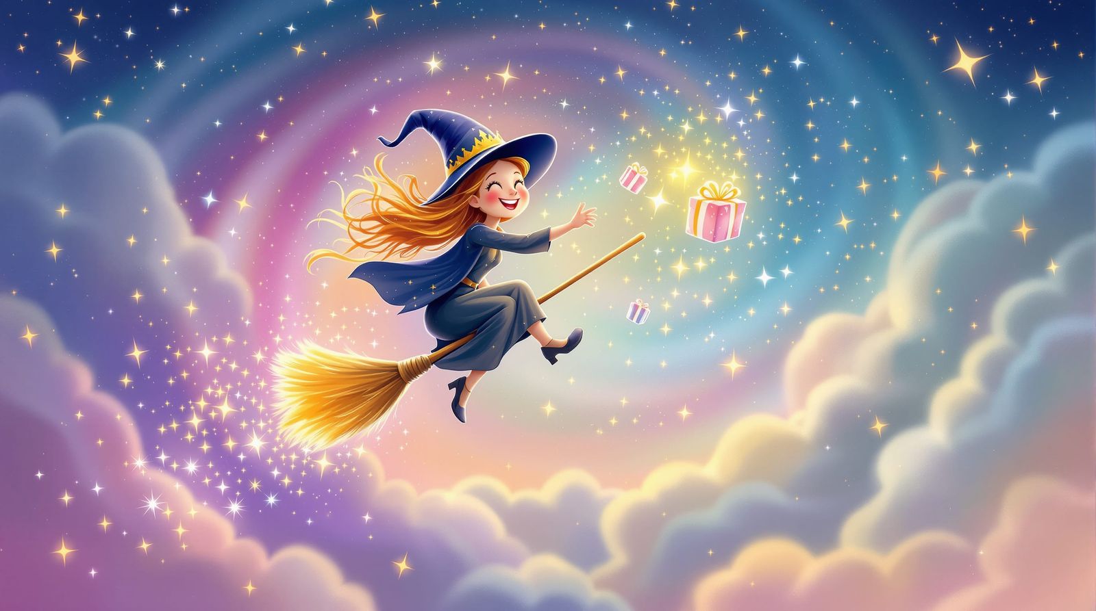 Enchanting Witch Flies Over Children's Party