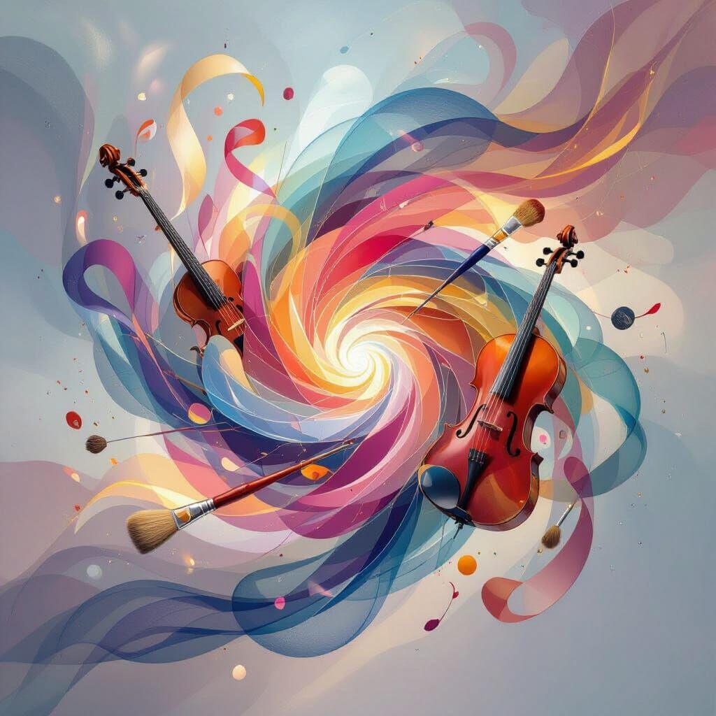 Abstract Creativity: Swirling Colors Morphing into Art Tools