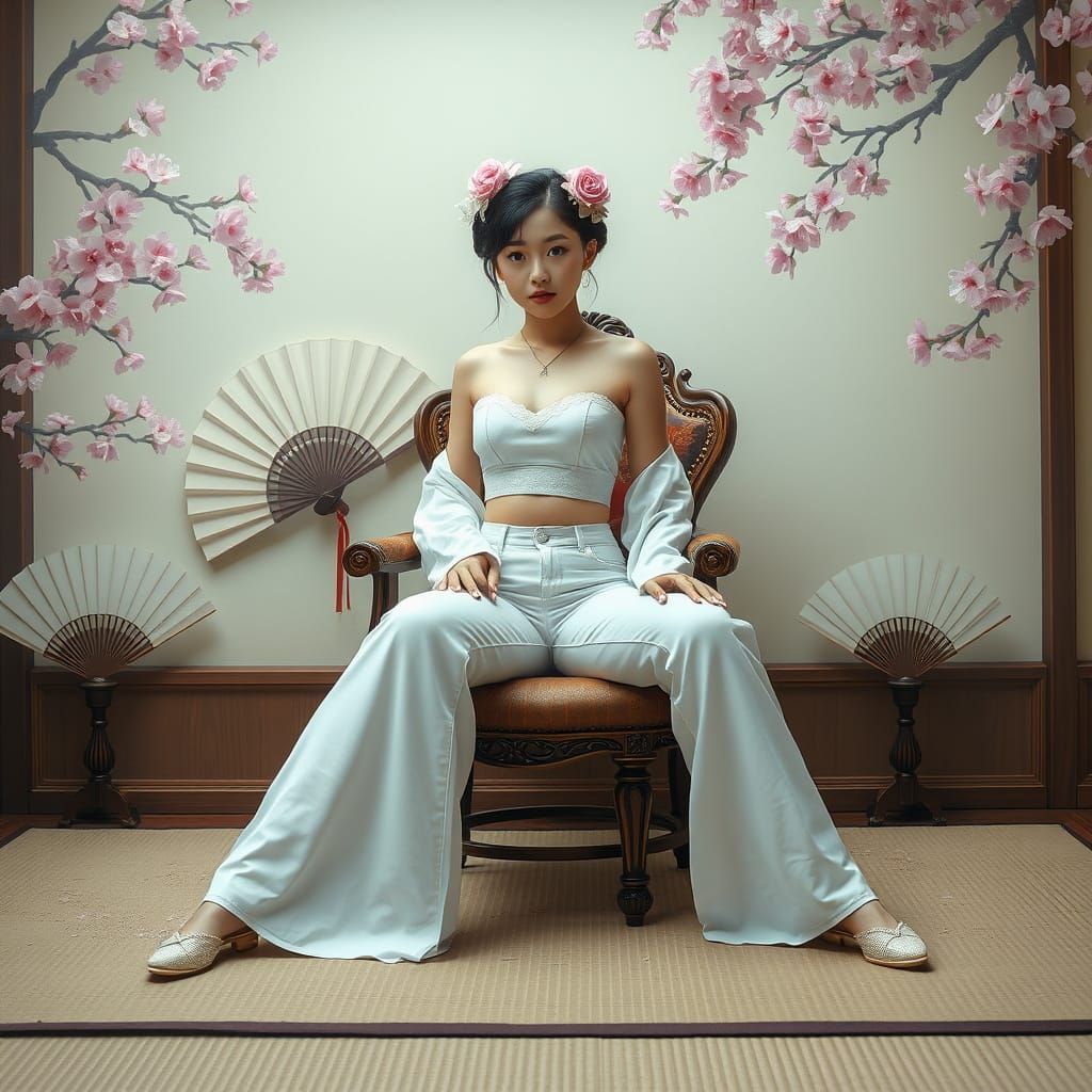 Geisha in Jeans: A Photorealistic Fusion of Styles