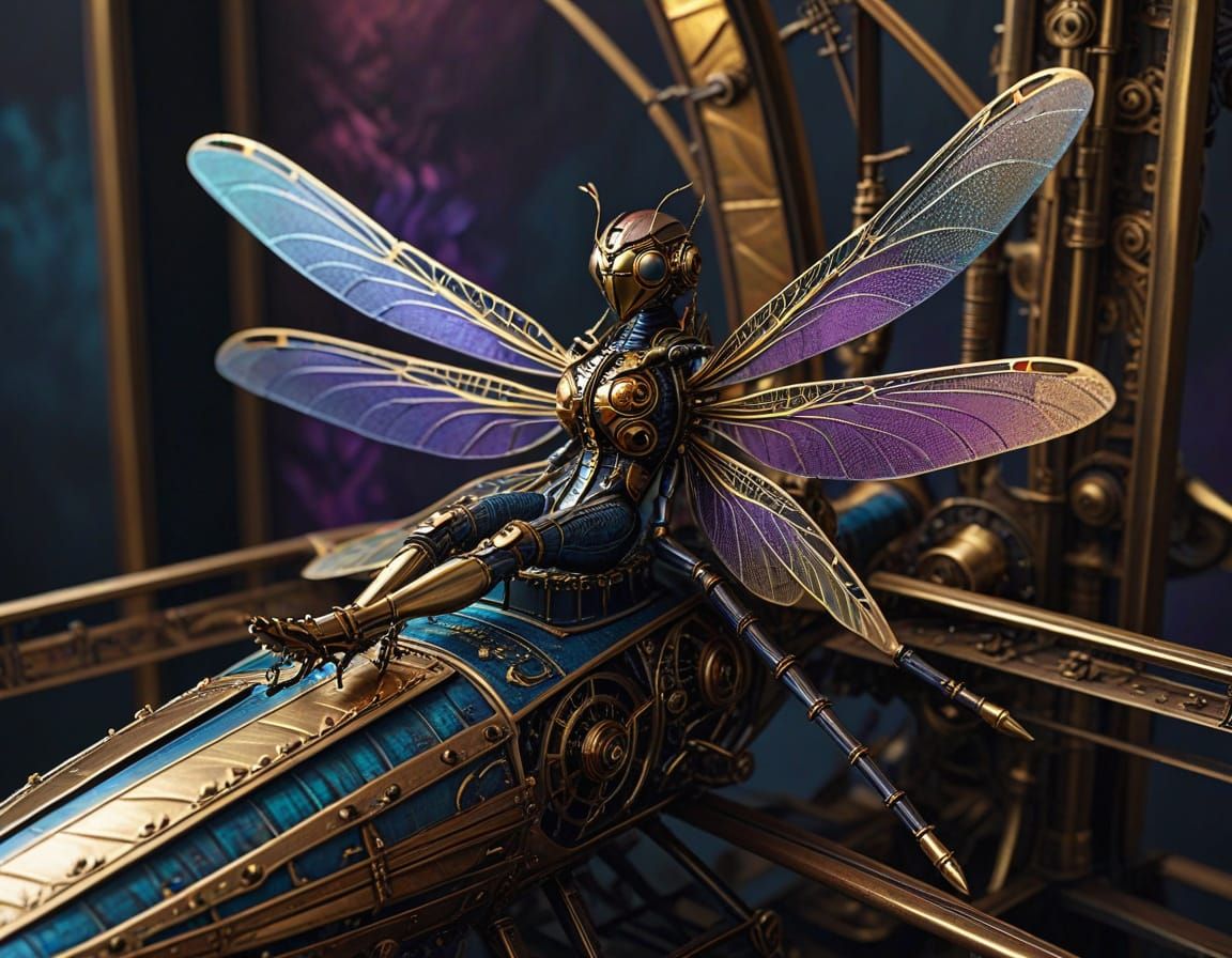 Surrealist Steampunk Goddess Rides Victorian Mechanical Drag...