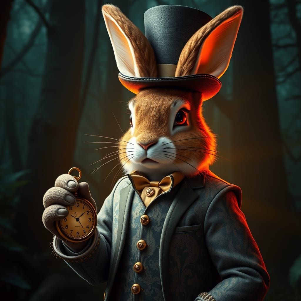 Elegant Easter Bunny Portrait in Mystical Forest