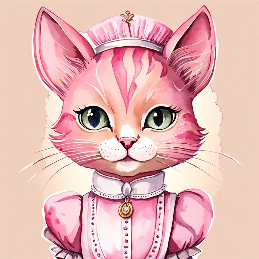 Cute Pink Maid Cat