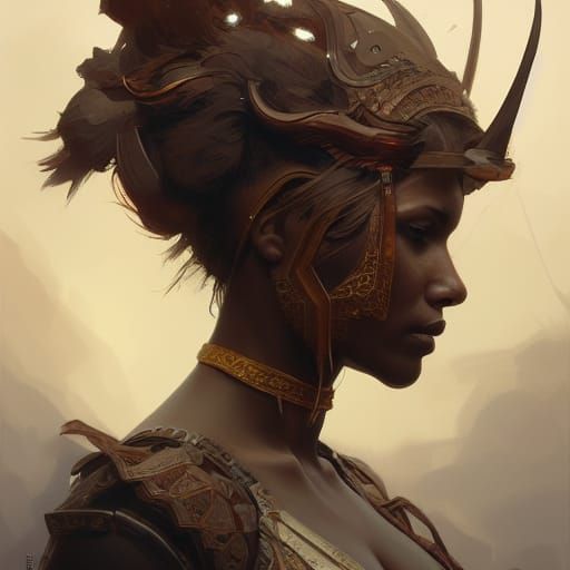 Detailed Warrior Portrait in Digital Art Style