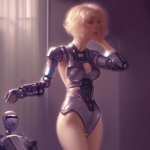 Gorgeous Robot AI Girlfriend in Dark Fantasy Art
