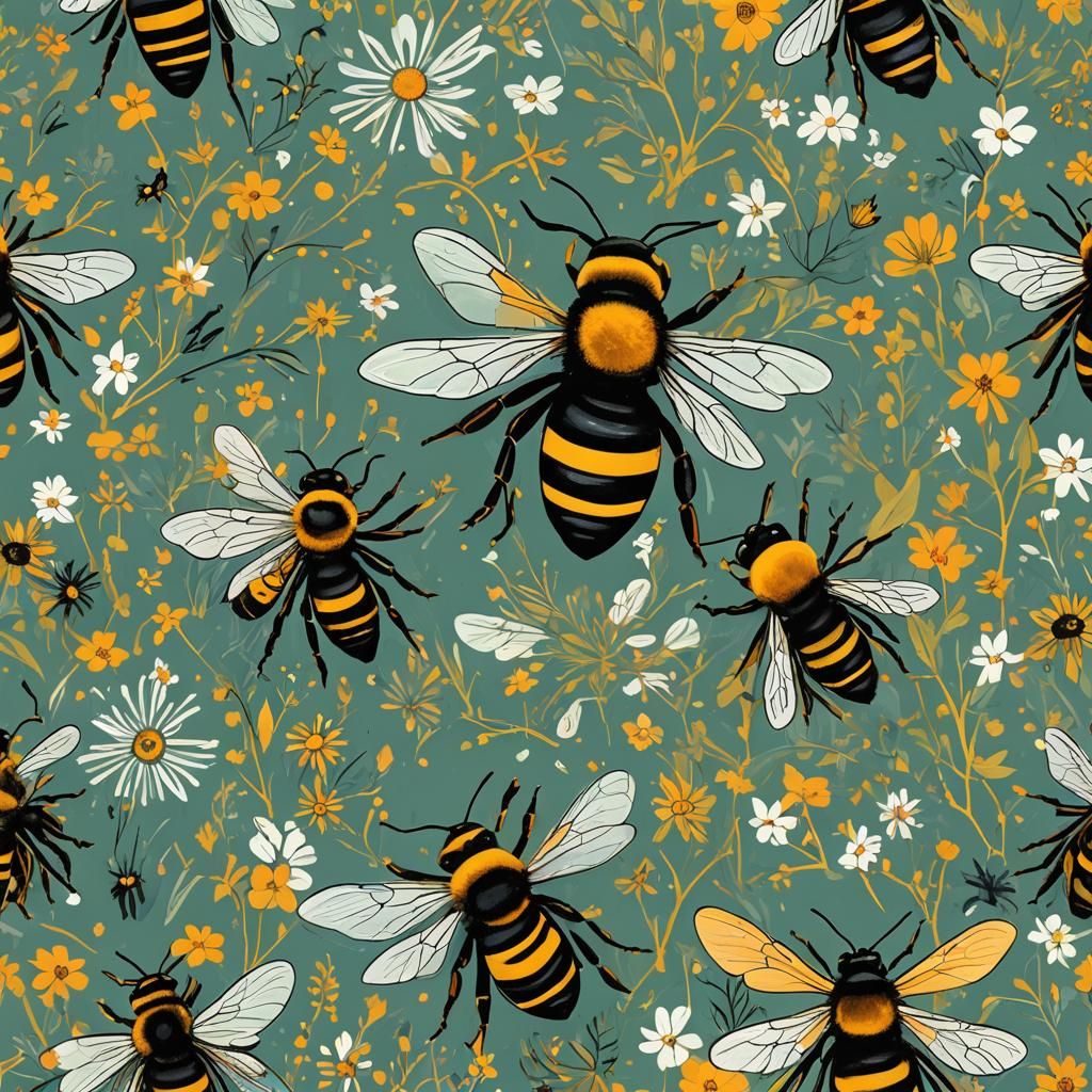 Giant Bee in Abstract Art with Fine Details