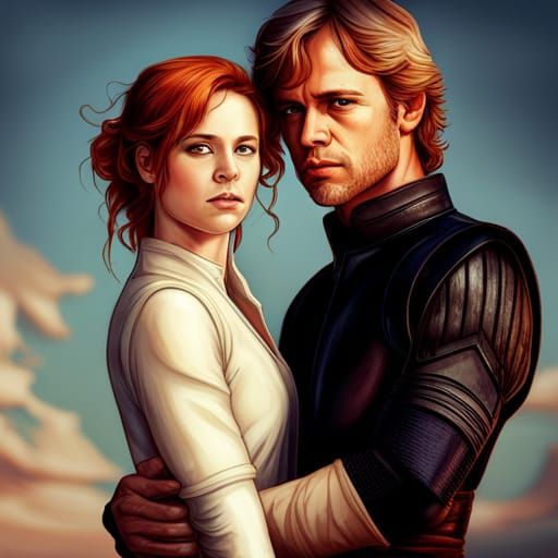 Hyperrealistic Portrait of Luke and Mara Jade-Skywalker