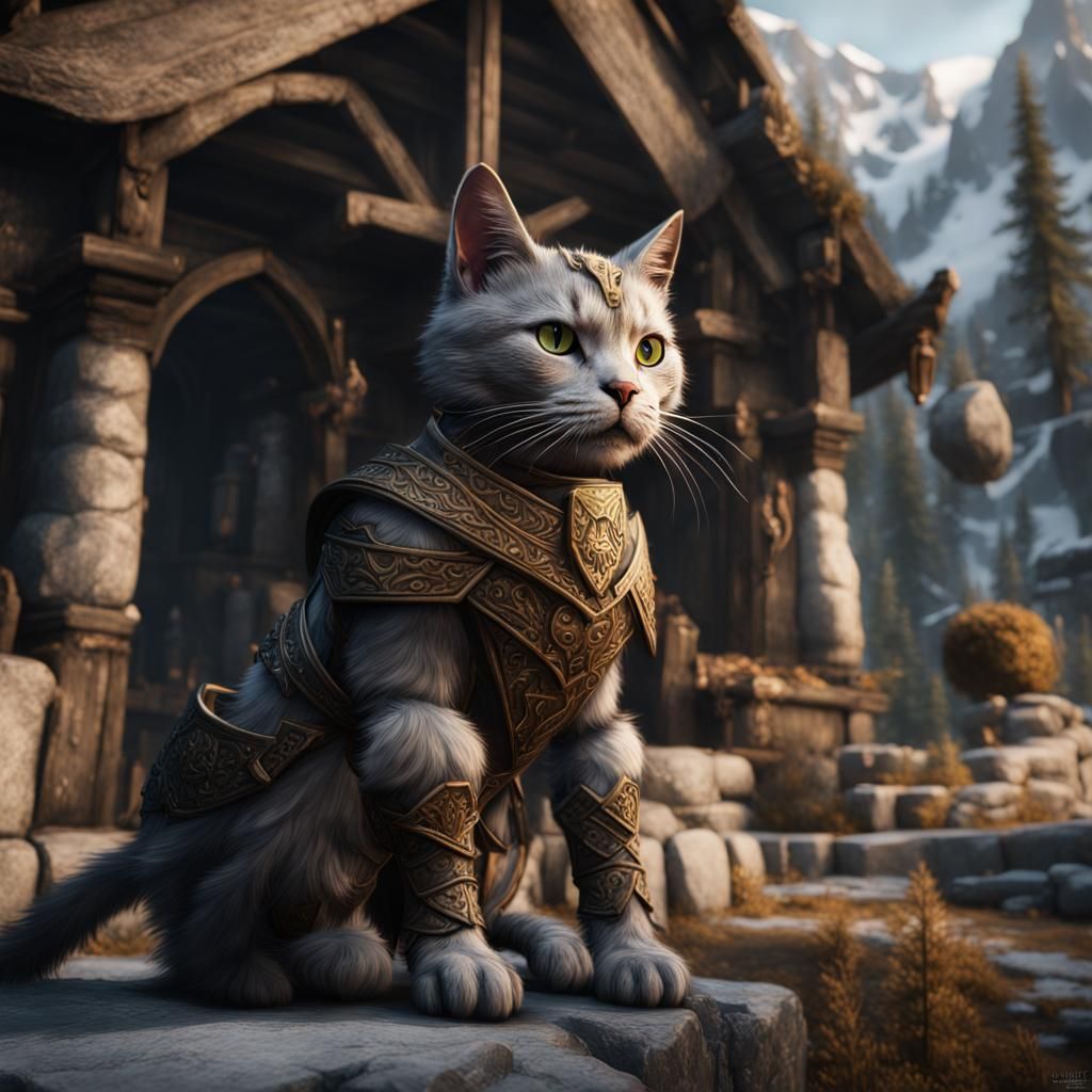 Cat NPC Quest Giver in Skyrim Style