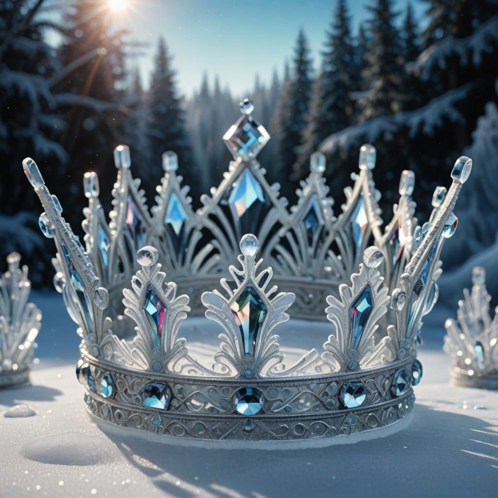 Crystal Ice Crown Hat With Ethereal Filigree