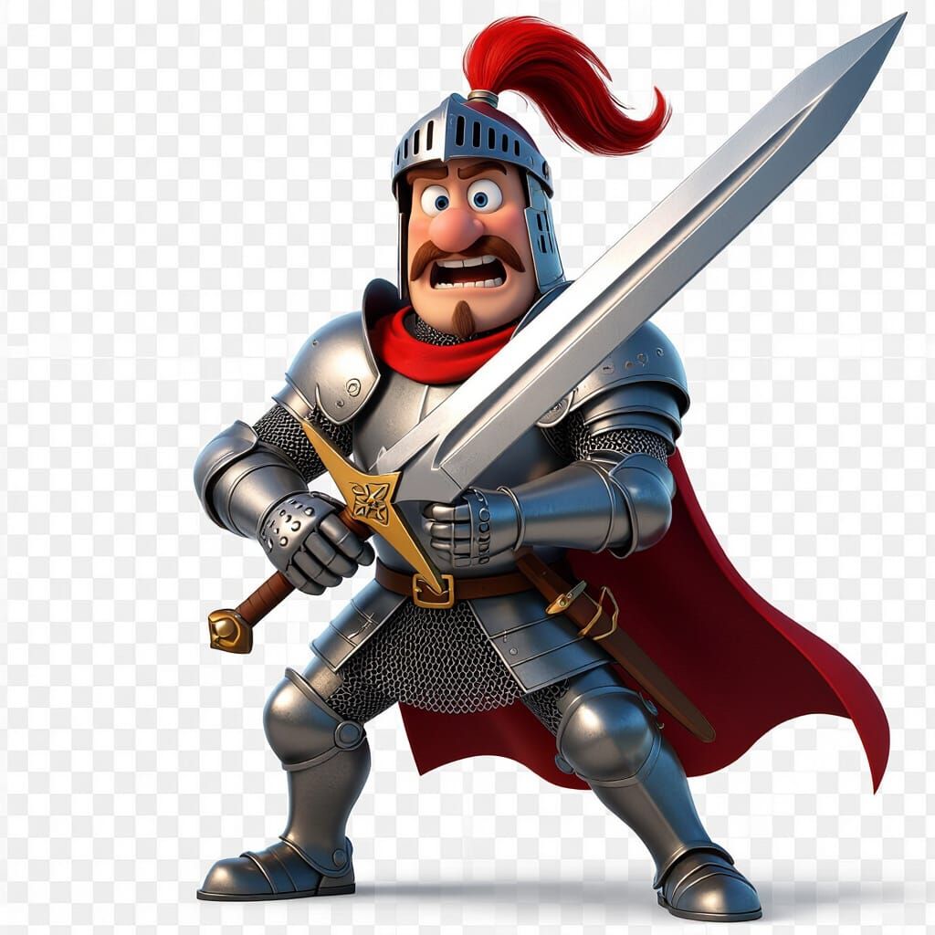 3D Caricature of a Medieval Knight in Animated Style