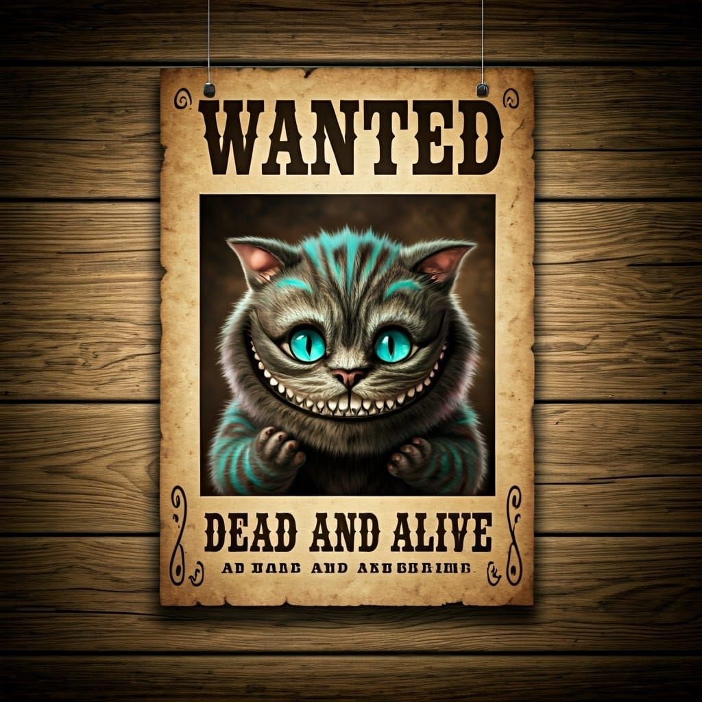 Wild West Wanted Poster: Cheshire Cat Grin
